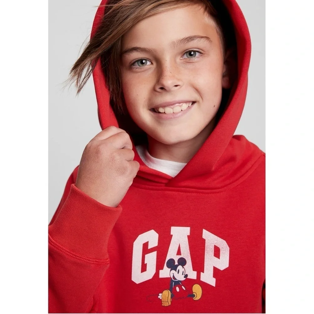 Gap x Disney Red Mickey Mouse Graphic Hoodie Sweatshirt Kids Size Small